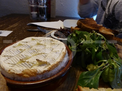 Baked camembert for starter at the Pyne Arms, East Down