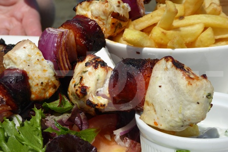 Chicken & chorizo skewers at The Pier House, Westward Ho!