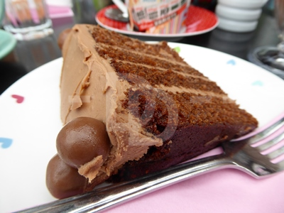 Chocolate malteser cake for morning coffee at Tea on the Green, Westward Ho!