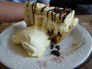 White chocolate cheesecake for dessert at The Black Horse Inn, Torrington