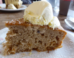 Dorset pear cake for dessert at The Black Horse Inn, Torrington