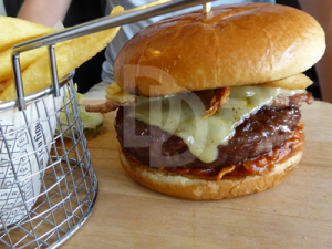 Mega burger for lunch at The Black Horse Inn, Torrington