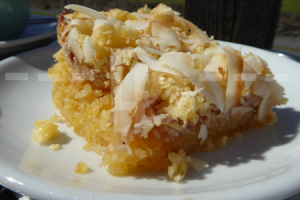 Coconut slice for afternoon tea at Fremington Quay, Fremington