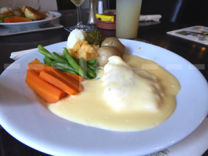 Cod mornay for lunch at The Crealock Arms, Littleham