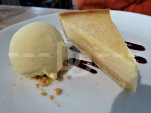 Lemon tart for dessert at The Drewe Arms, Broadhembury